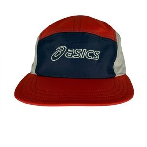 Asics 5 Panel Hat Lightweight Adjustable Strapback Running Outdoor Cap EUC